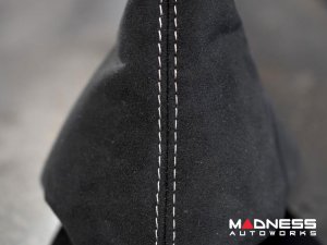 FIAT 500 Gear Shift Boot - Black Italy - Alcantara - Black w/ White Stitching